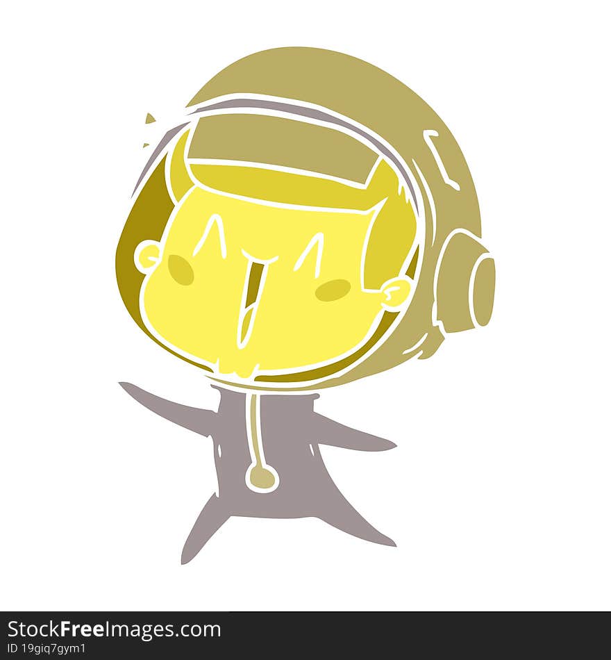 happy flat color style cartoon astronaut leaping