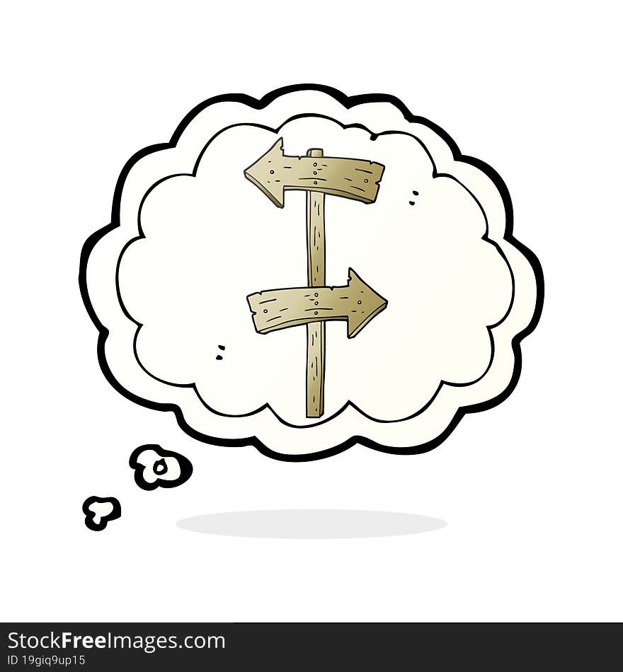 Thought Bubble Cartoon Wooden Direction Sign