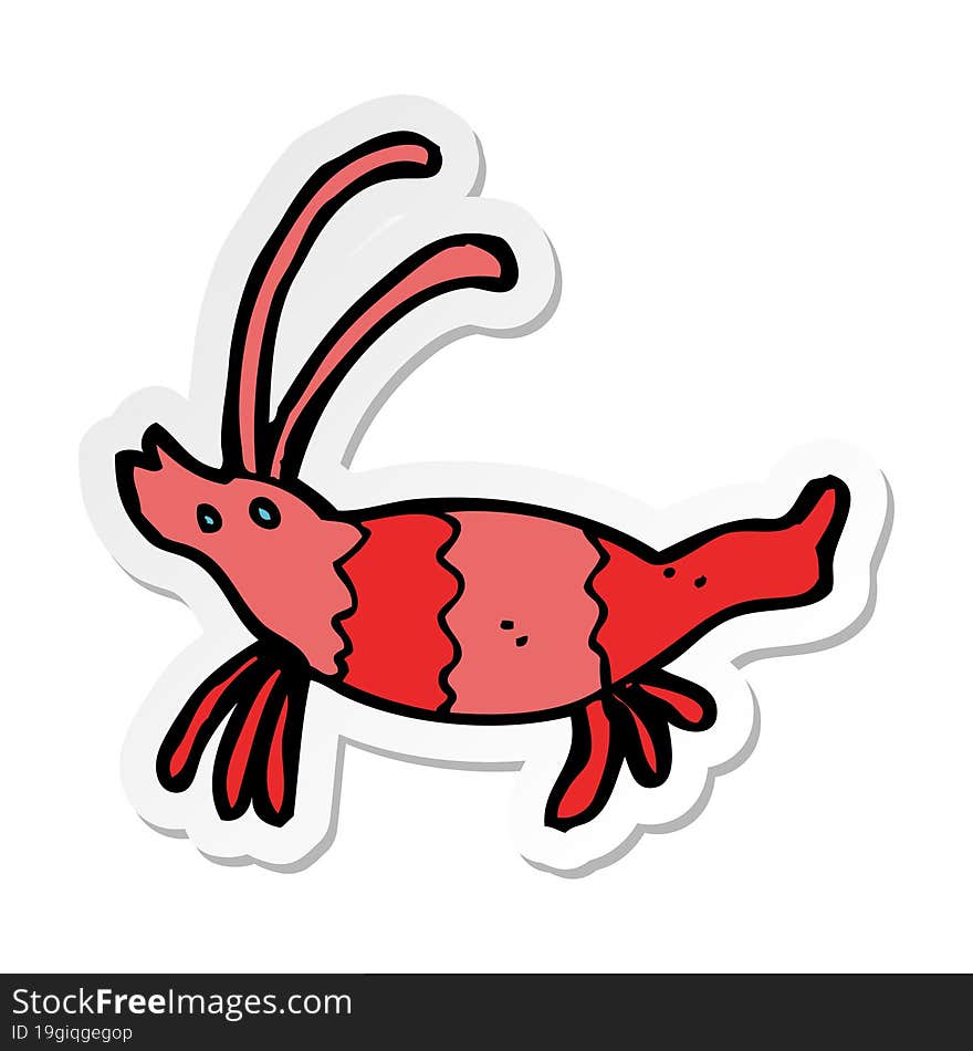 sticker of a cartoon shrimp