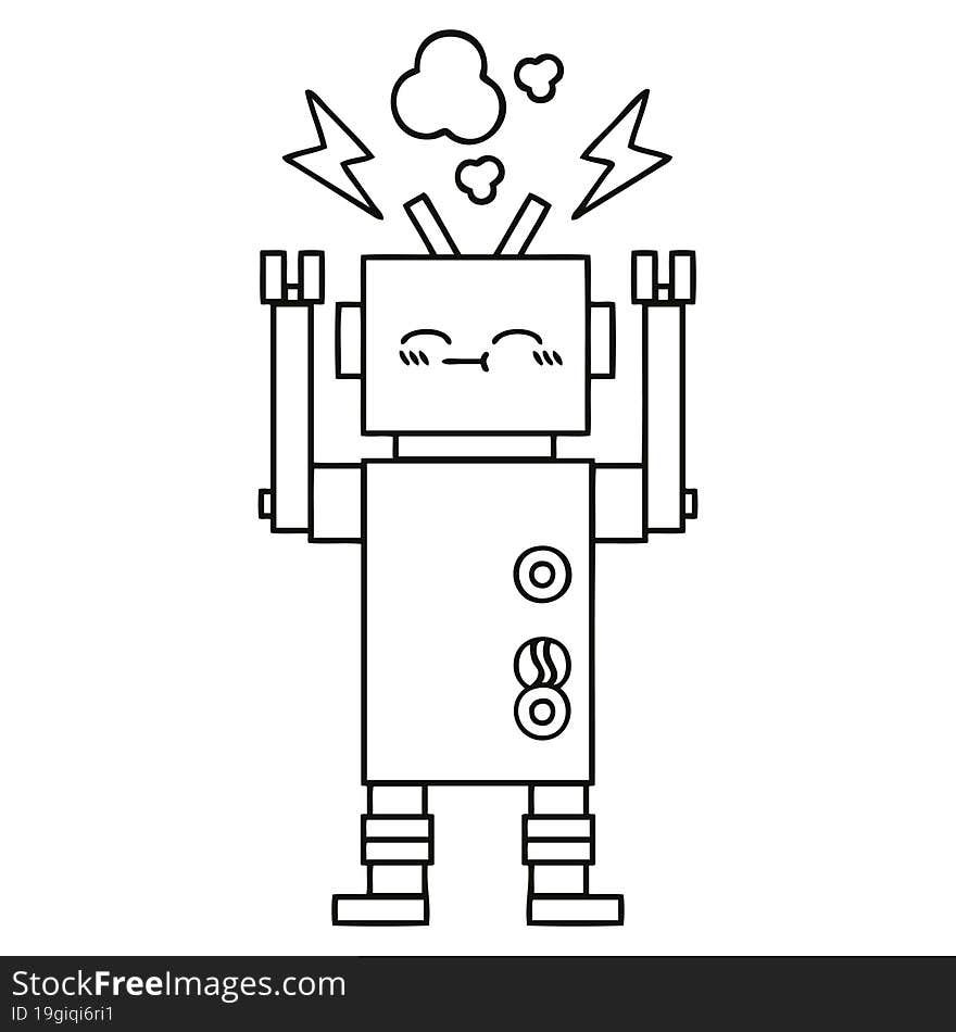 line drawing cartoon of a robot. line drawing cartoon of a robot