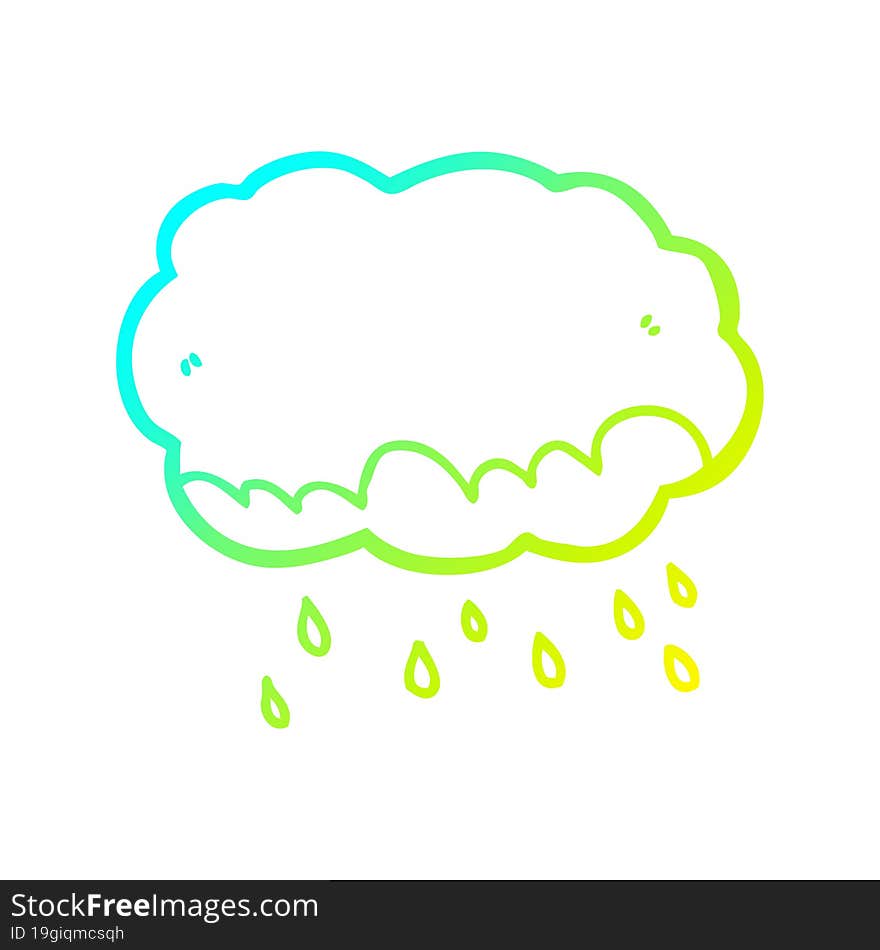 cold gradient line drawing cartoon rain cloud