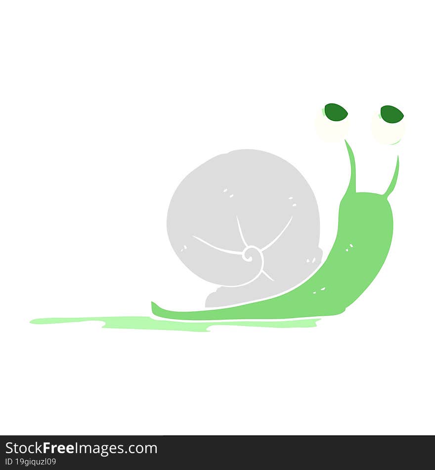 flat color illustration of a cartoon snail