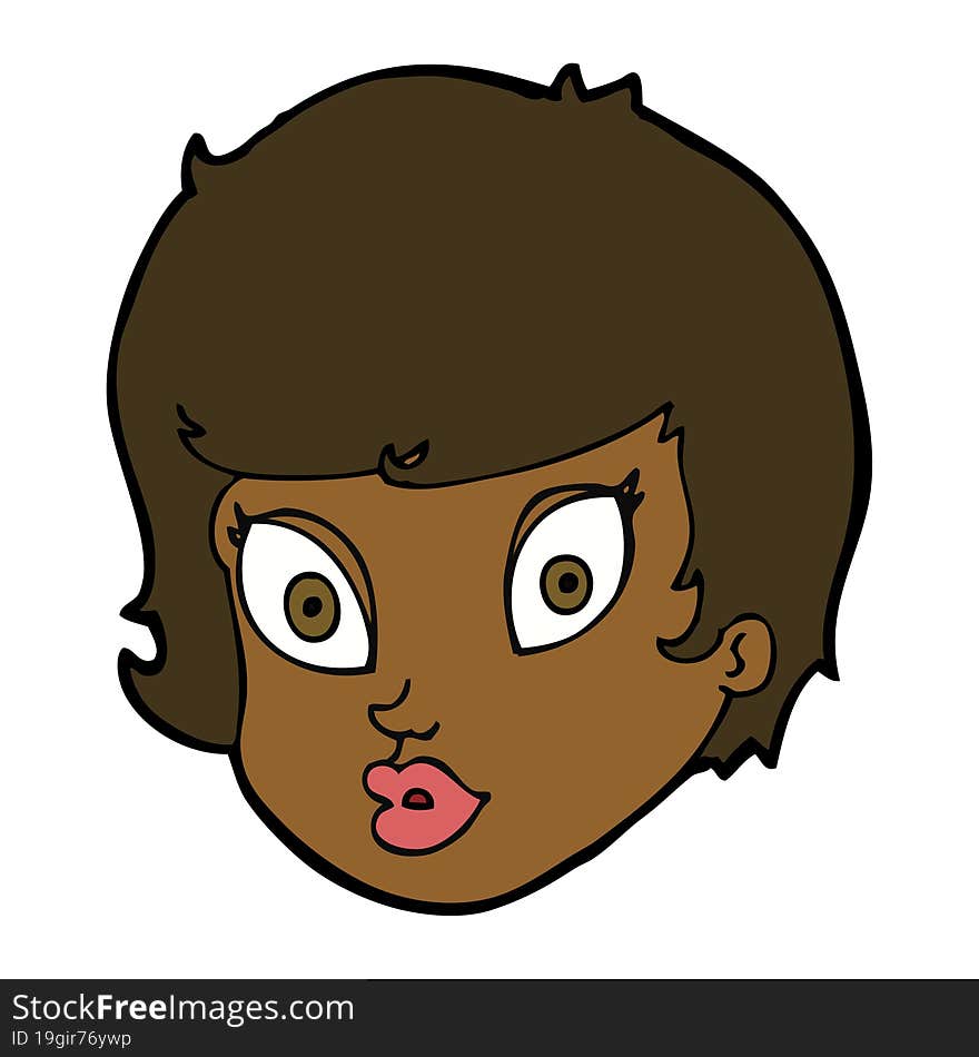 cartoon surprised female face