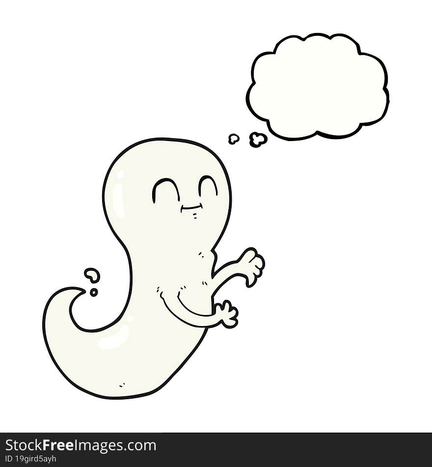 freehand drawn thought bubble cartoon ghost