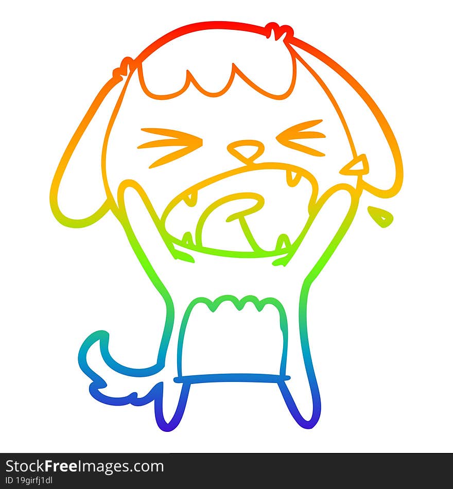 rainbow gradient line drawing cute cartoon dog barking