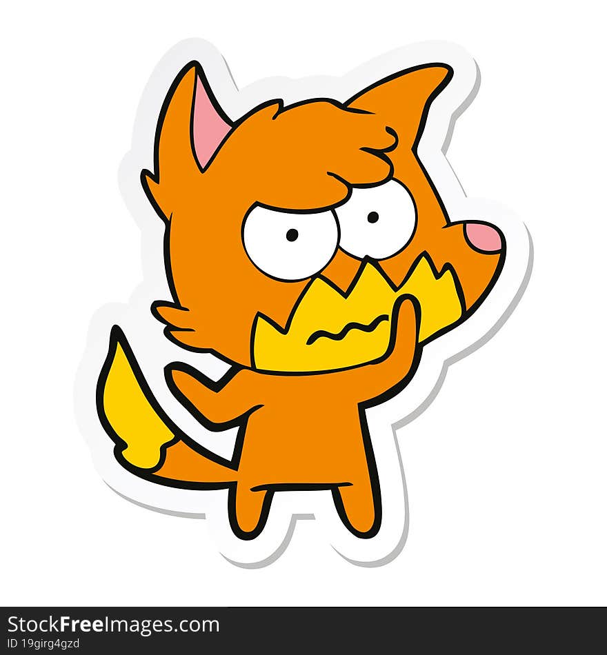 sticker of a cartoon annoyed fox