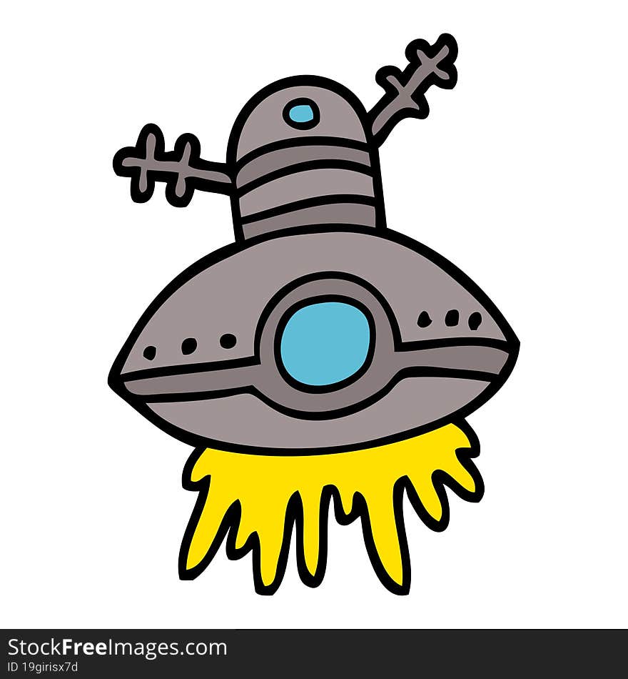 cartoon doodle alien spaceship