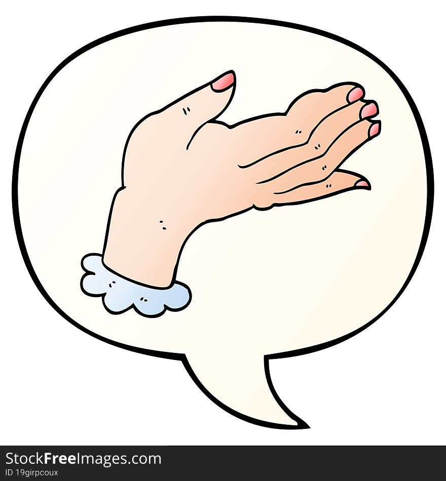 Cartoon Hand And Speech Bubble In Smooth Gradient Style