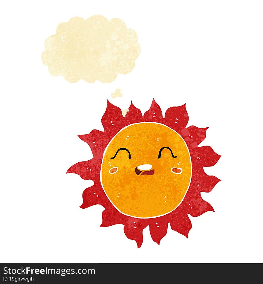 cartoon sun with thought bubble