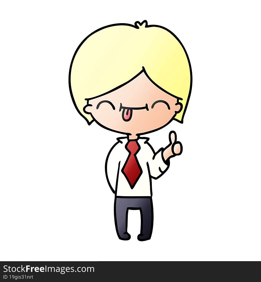 gradient cartoon of boy with thumb up