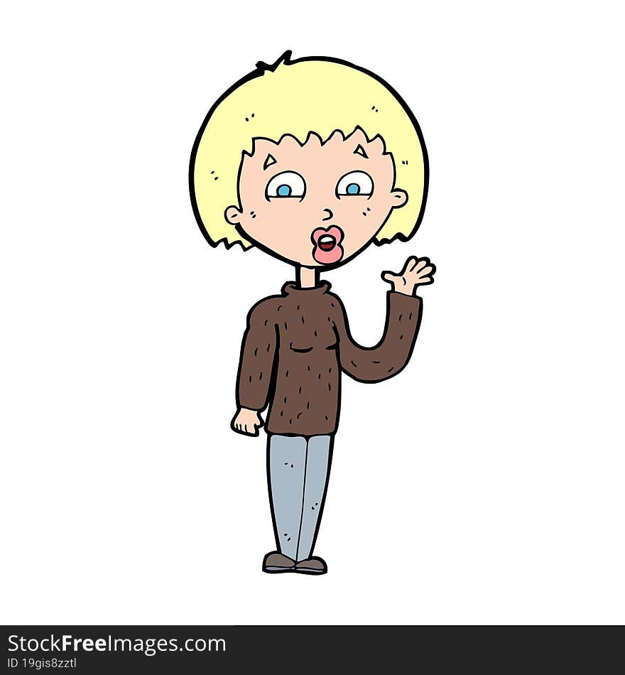 cartoon woman waving