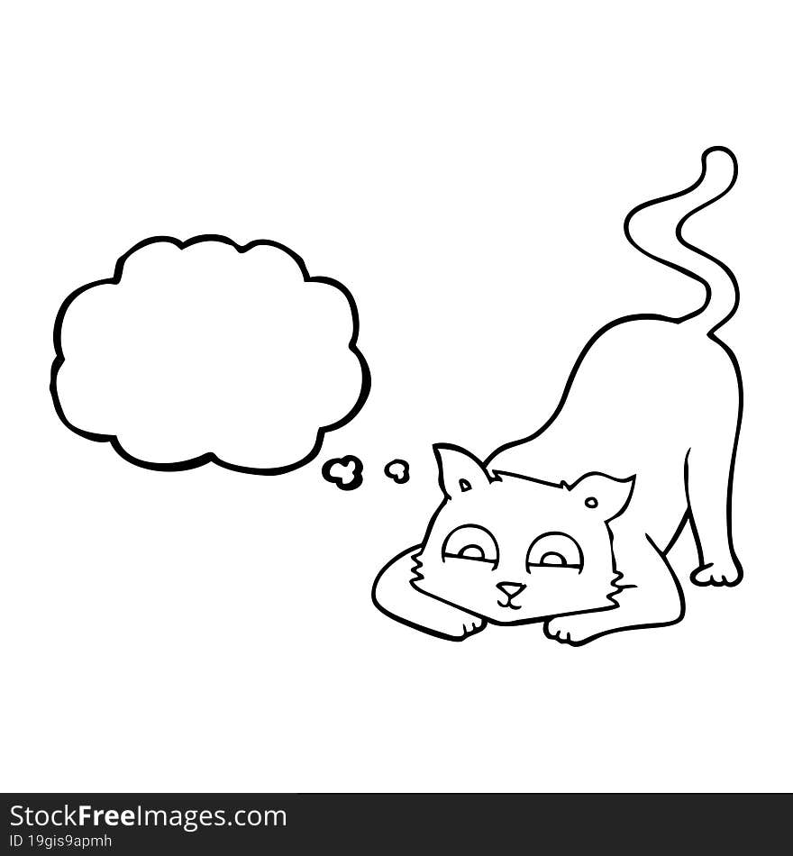 freehand drawn thought bubble cartoon cat