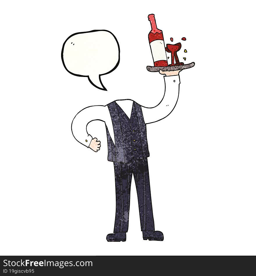 speech bubble textured cartoon headless waiter (add own photos