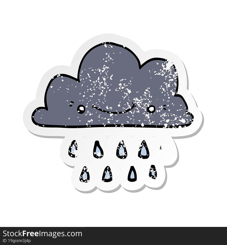 distressed sticker of a cartoon storm cloud