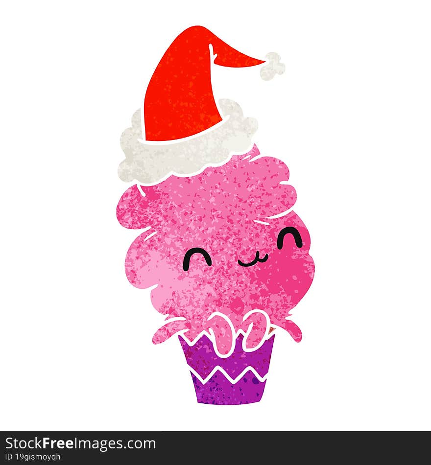 christmas retro cartoon of kawaii muffin