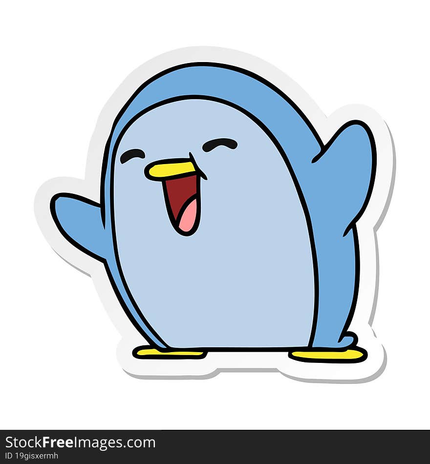 sticker cartoon kawaii of a cute penguin