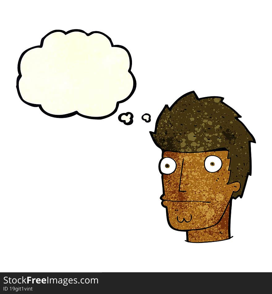 Cartoon Nervous Man With Thought Bubble