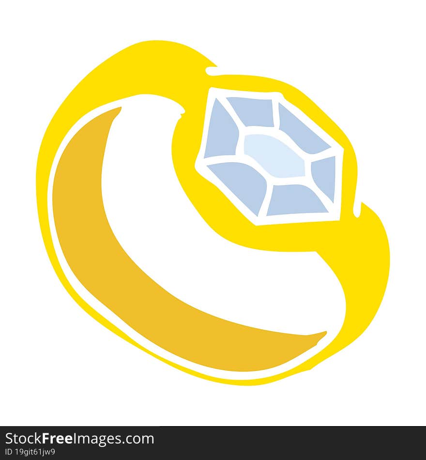 Flat Color Illustration Cartoon Diamond Ring