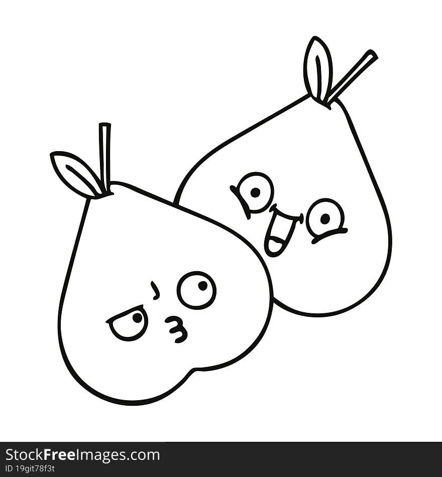 Line Drawing Cartoon Pears