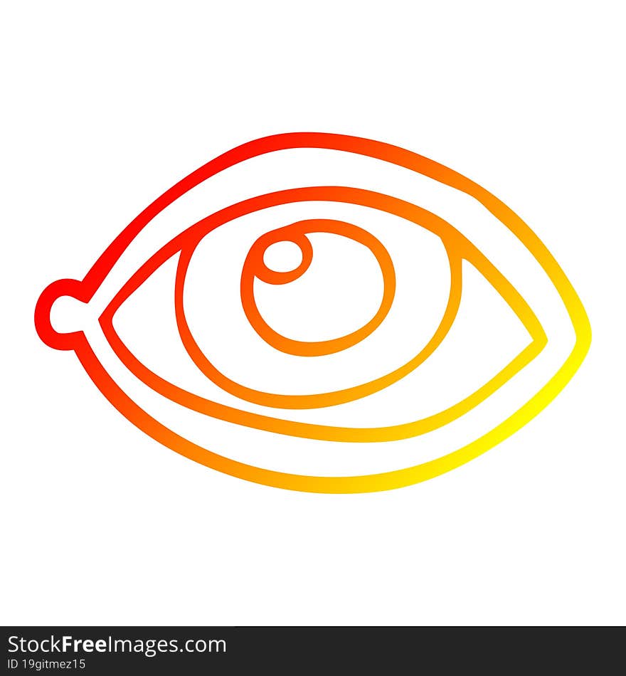 warm gradient line drawing cartoon eye staring