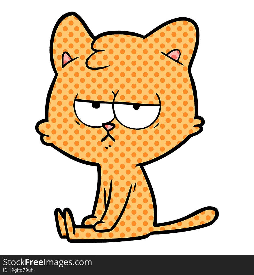 bored cartoon cat. bored cartoon cat