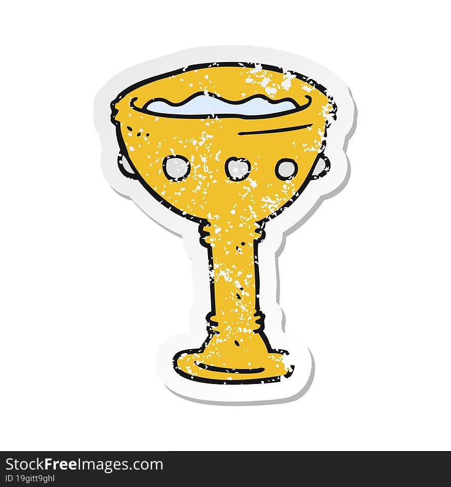 retro distressed sticker of a cartoon goblet