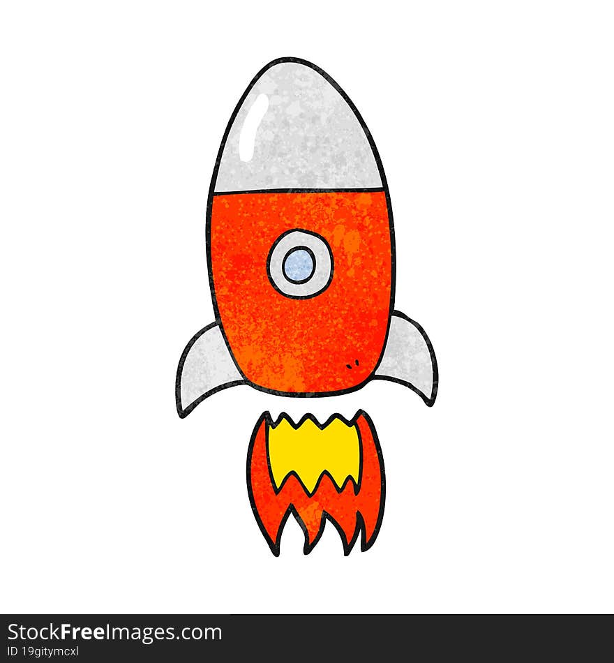 Textured Cartoon Flying Rocket