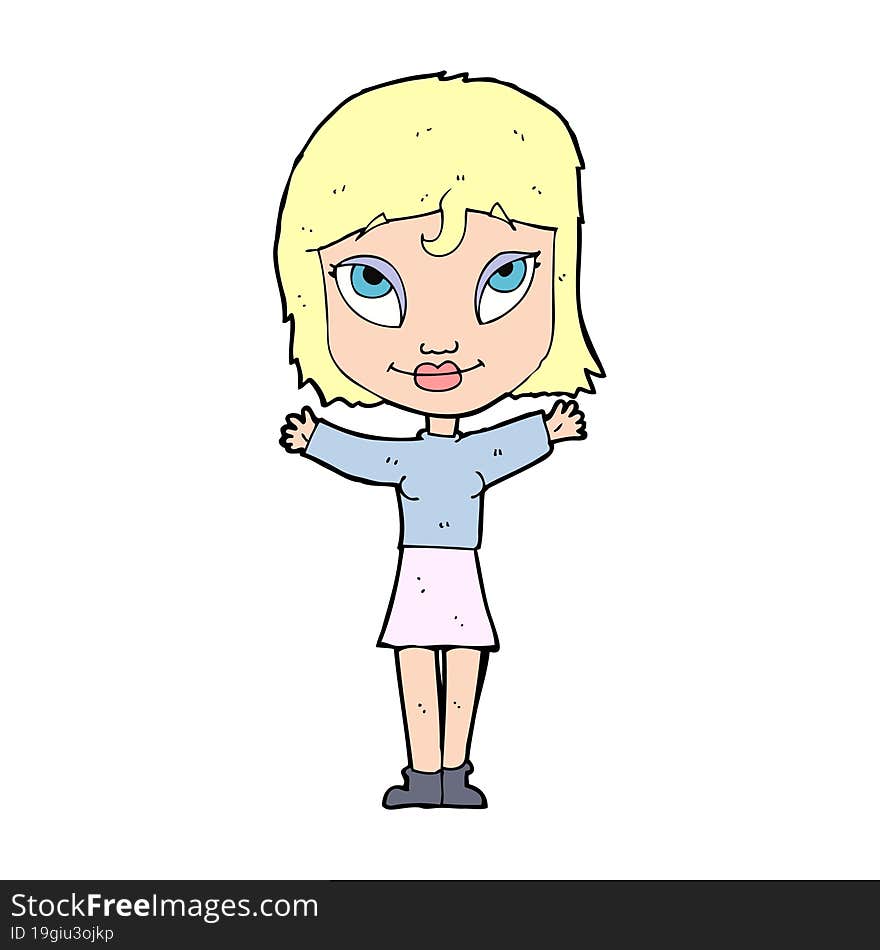 cartoon woman with open arms