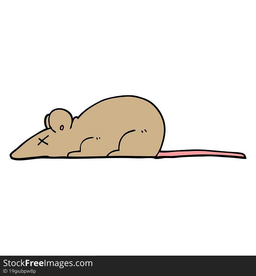 hand drawn doodle style cartoon dead rat