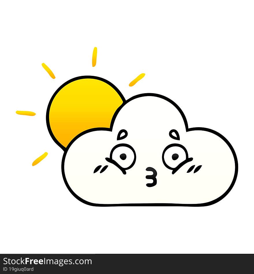 gradient shaded cartoon sunshine and cloud