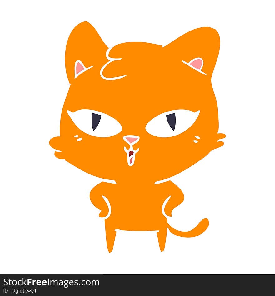 Flat Color Style Cartoon Cat