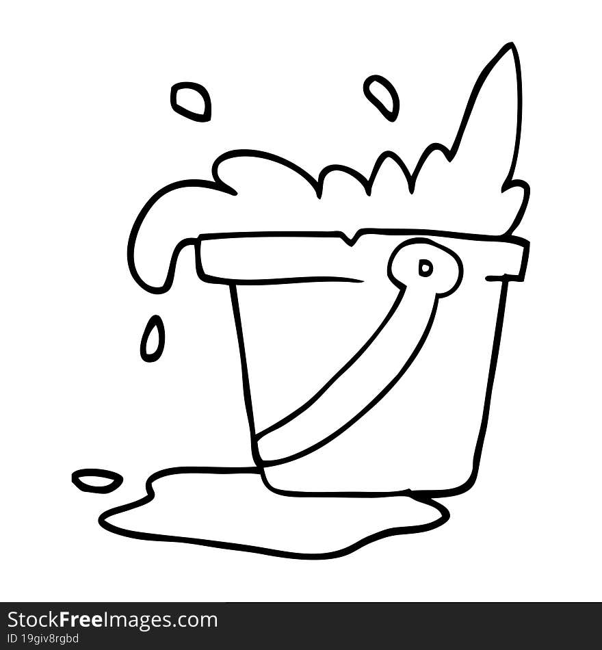 line drawing cartoon bucket of water