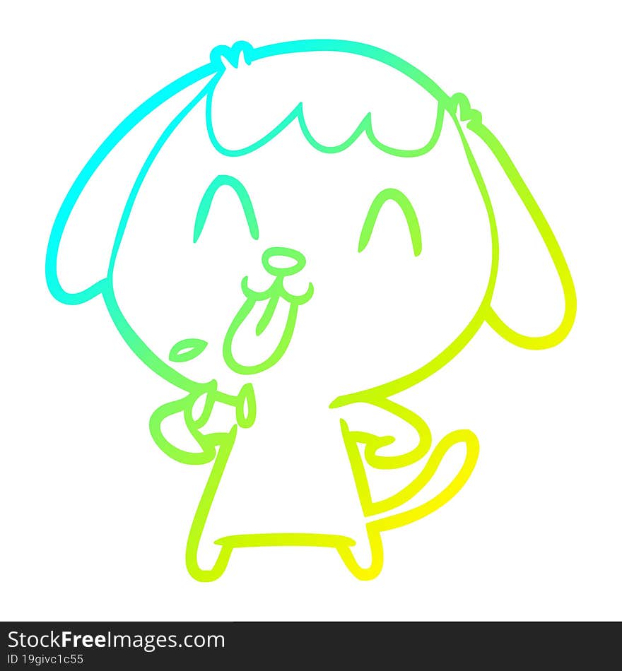 Cold Gradient Line Drawing Cute Cartoon Dog