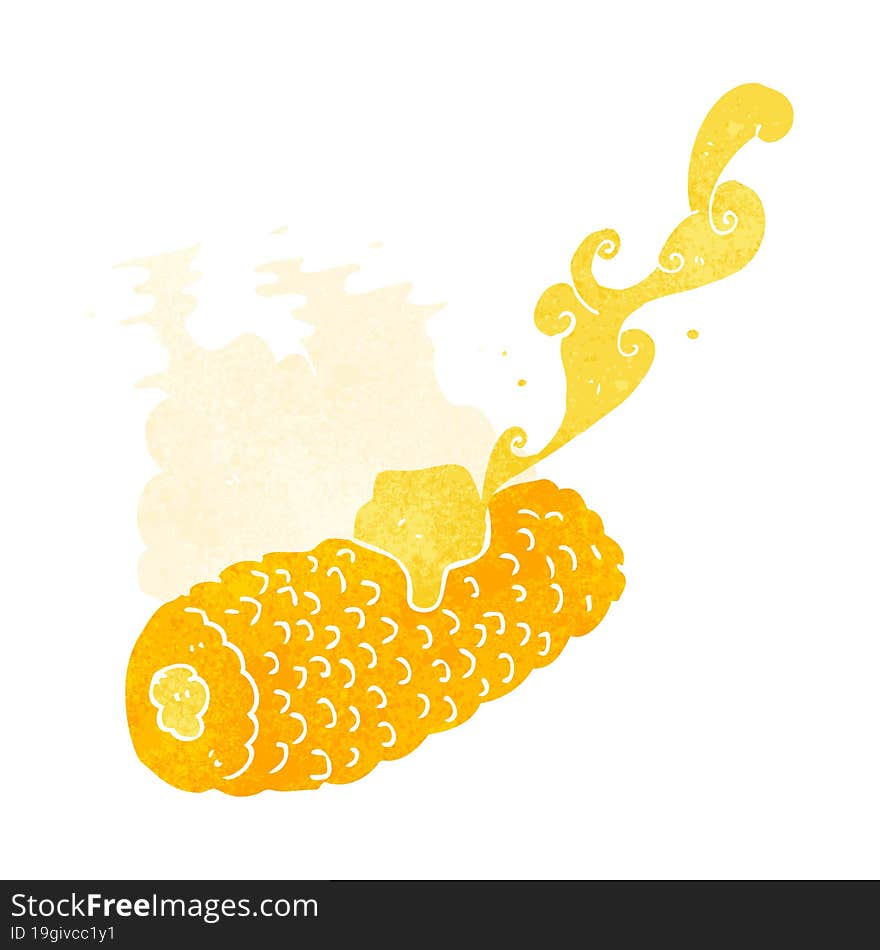 Retro Cartoon Corn On Cob With Butter