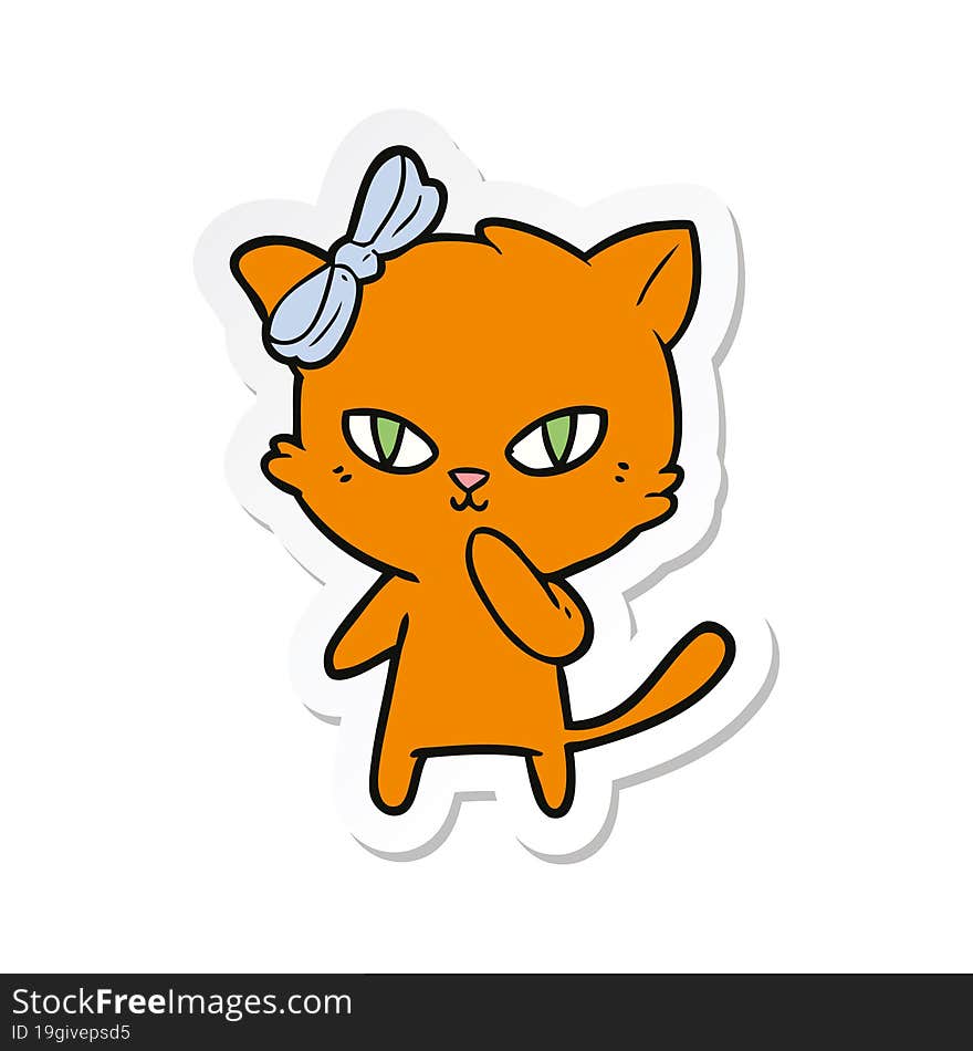 Sticker Of A Cute Cartoon Cat