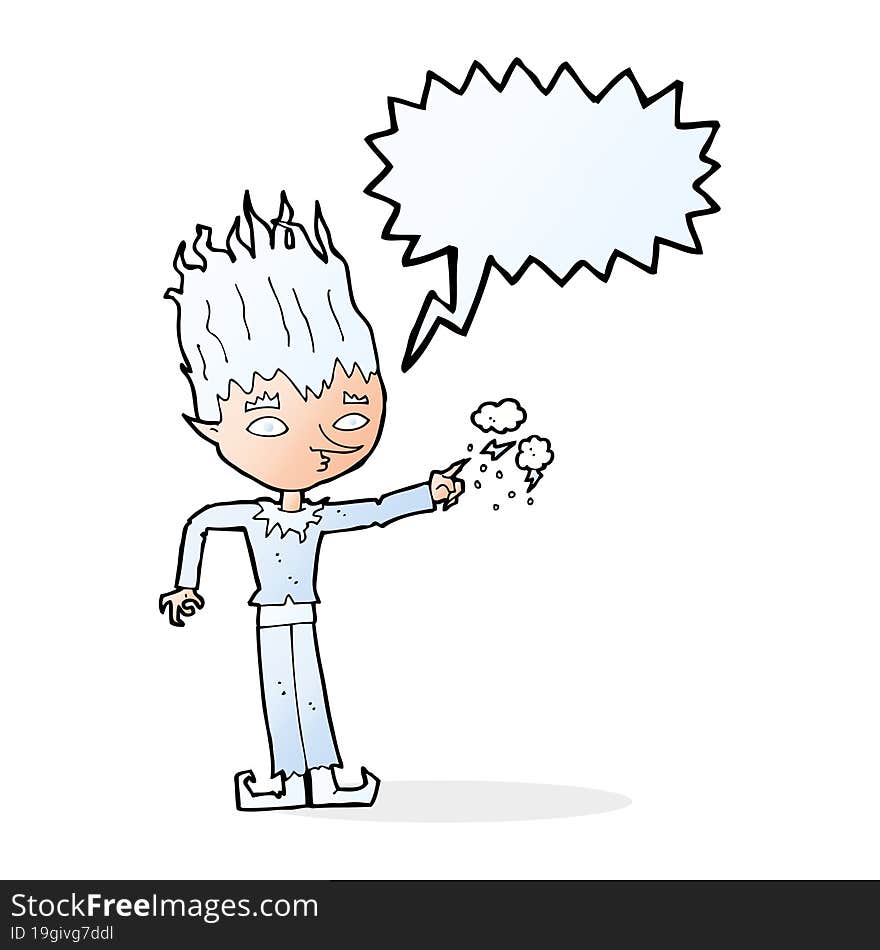 jack frost cartoon with speech bubble