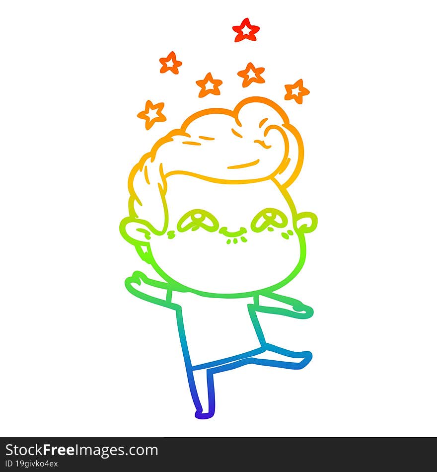 rainbow gradient line drawing cartoon excited man