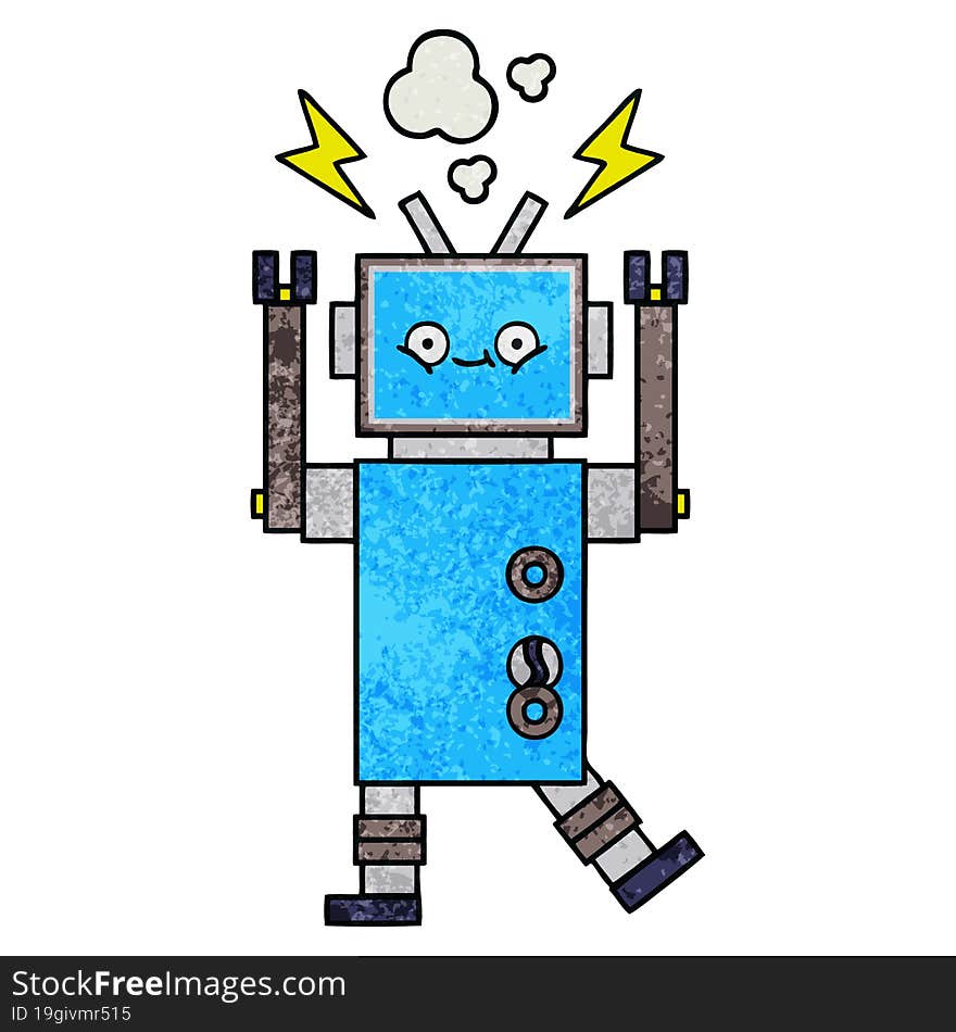 Retro Grunge Texture Cartoon Dancing Robot