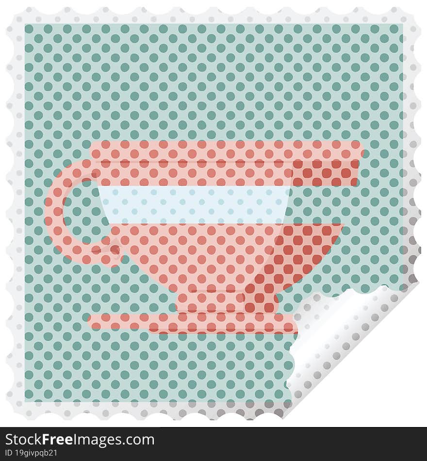 coffee cup graphic square sticker stamp. coffee cup graphic square sticker stamp