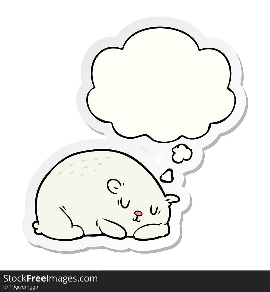 cartoon polar bear and thought bubble as a printed sticker