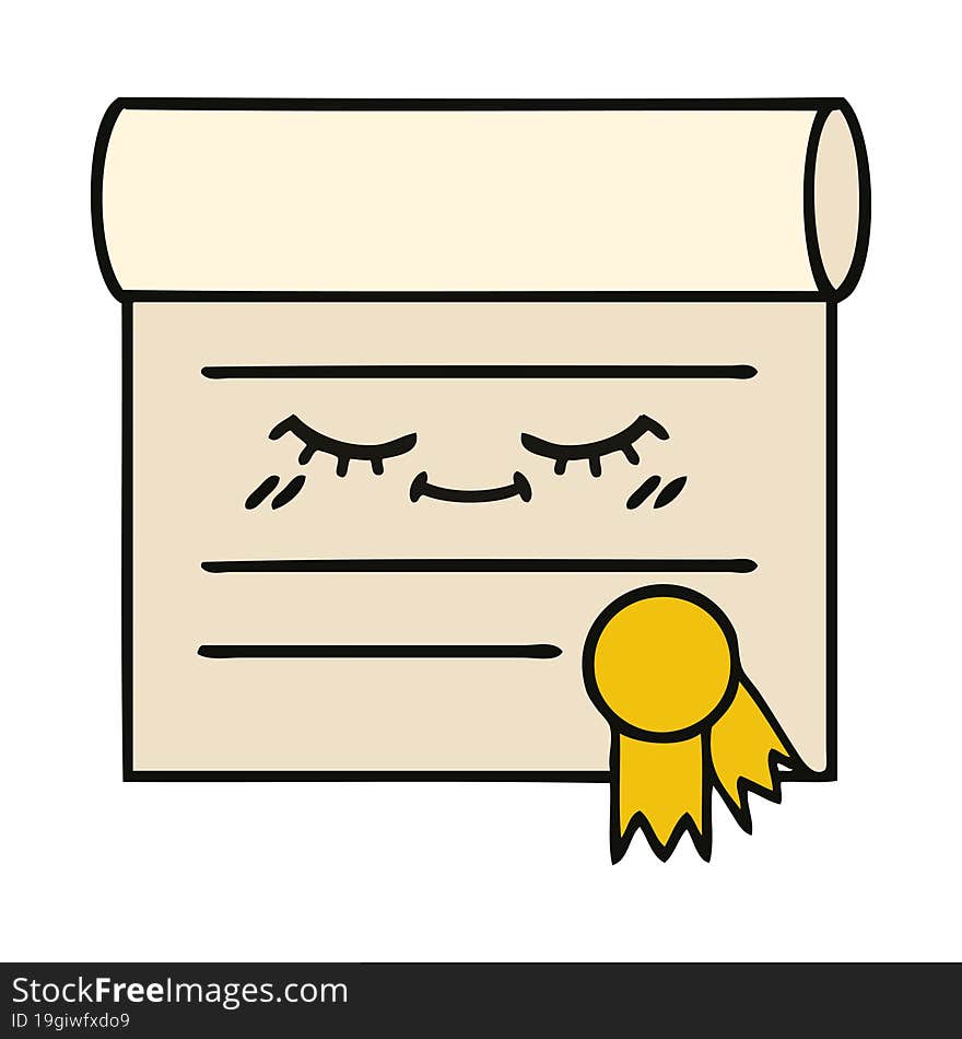 cute cartoon of a certificate. cute cartoon of a certificate