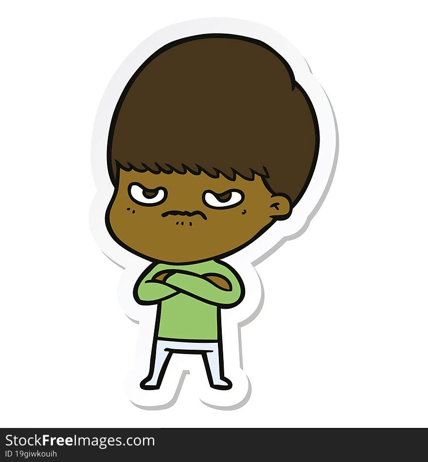 sticker of a cartoon angry boy