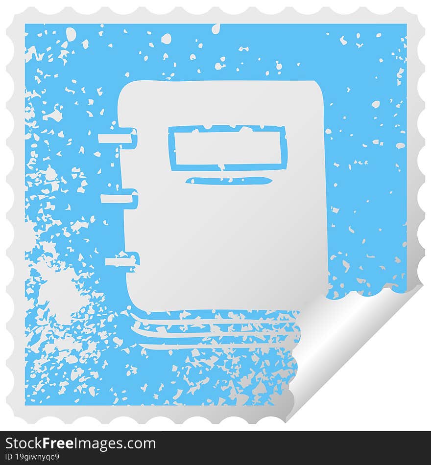 distressed square peeling sticker symbol note book