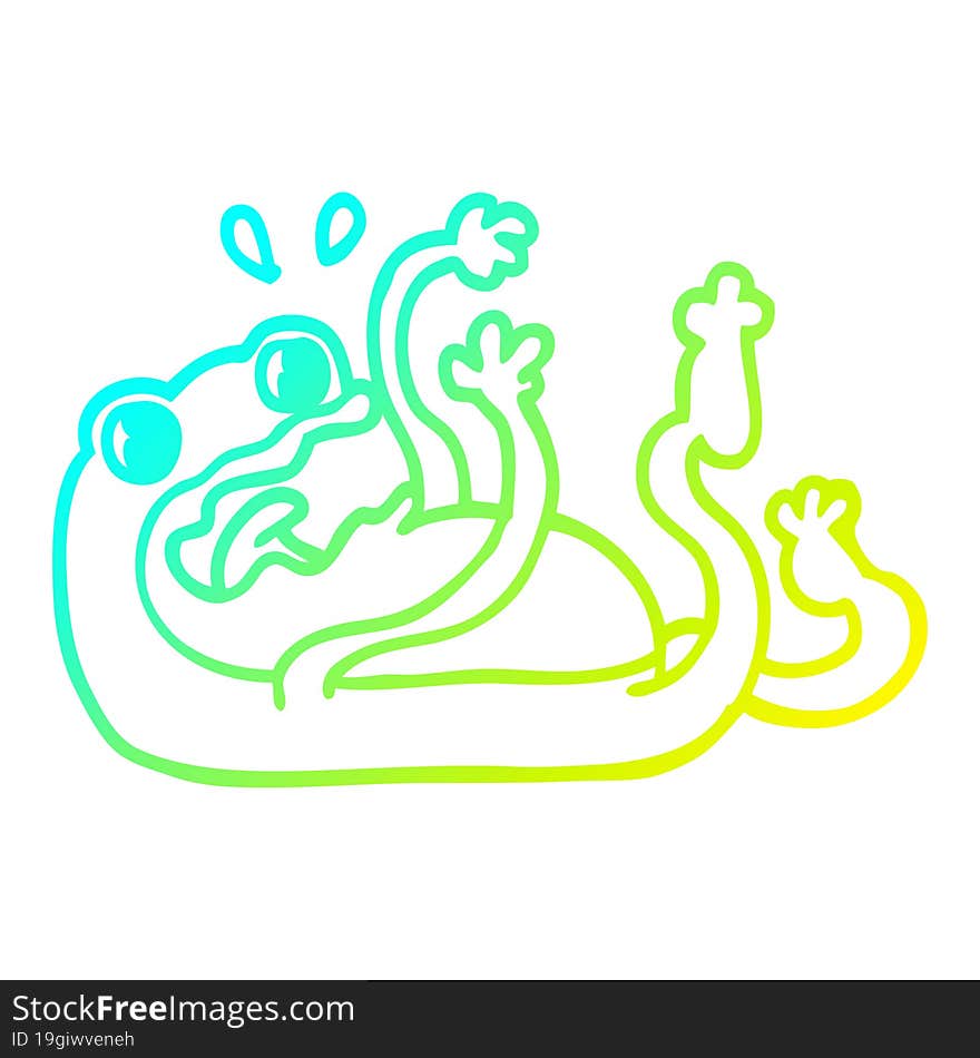 cold gradient line drawing of a cartoon frog