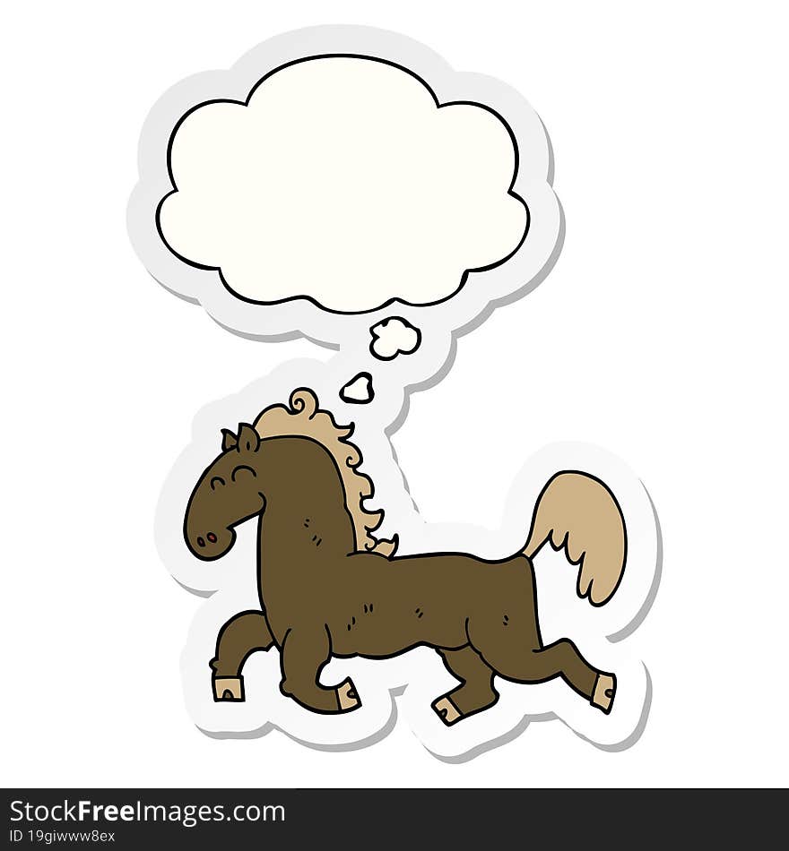 cartoon stallion and thought bubble as a printed sticker