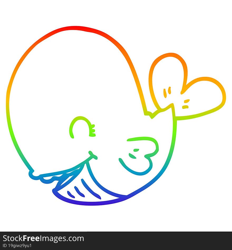 Rainbow Gradient Line Drawing Cartoon Whale