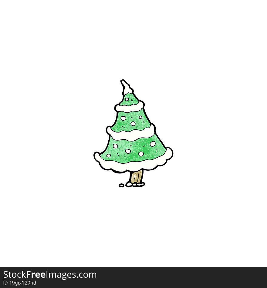 cartoon snowy christmas tree