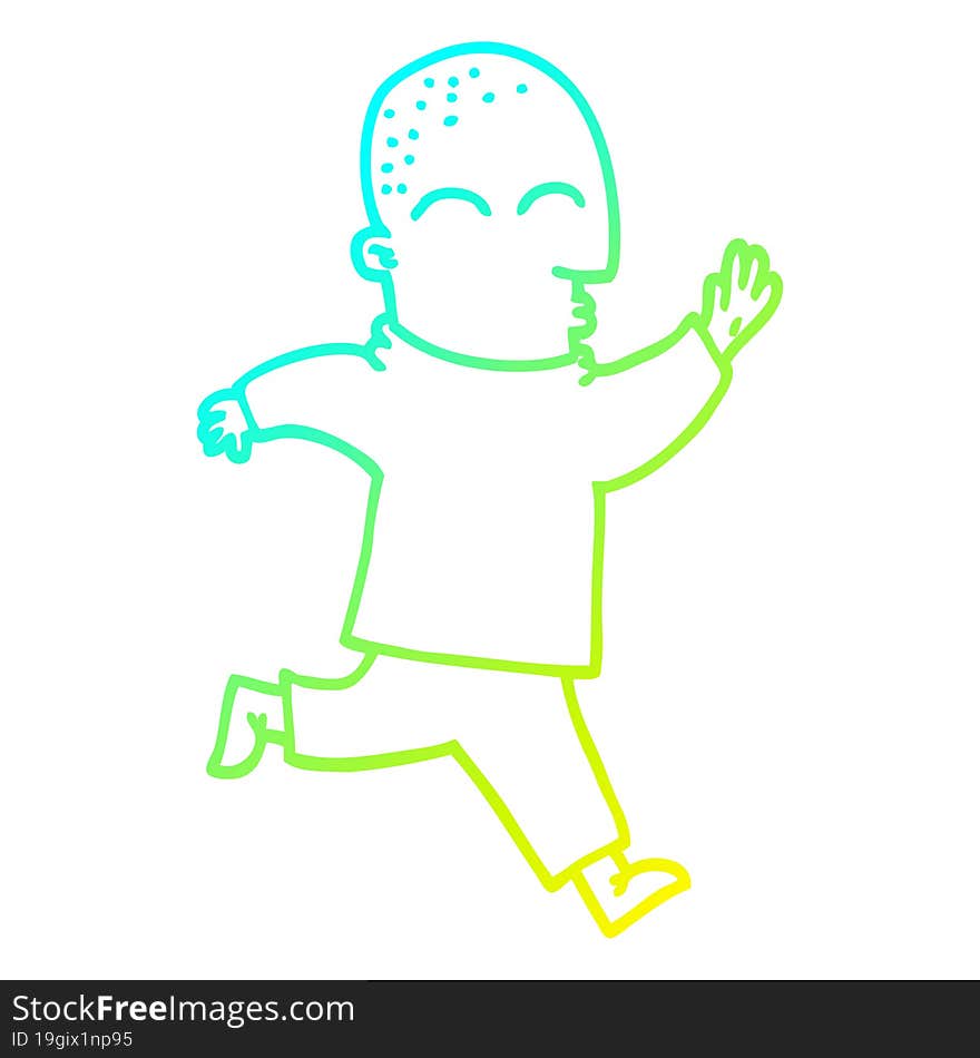 cold gradient line drawing cartoon man running