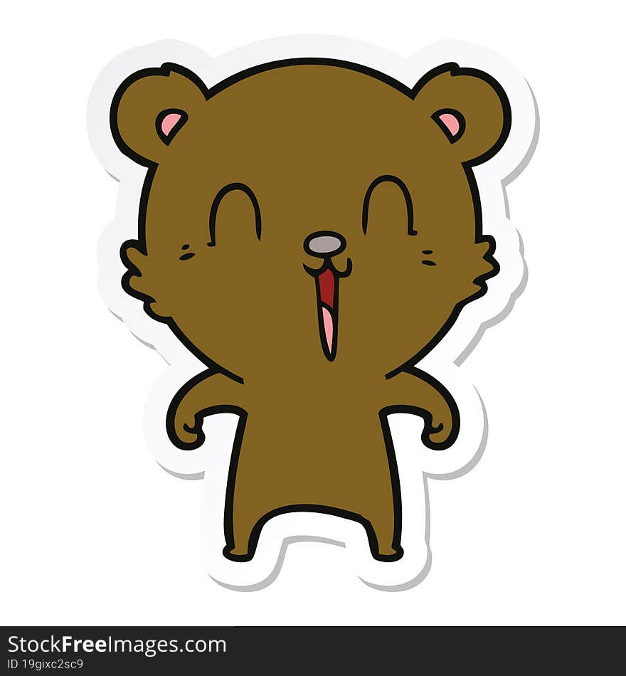 sticker of a happy cartoon bear