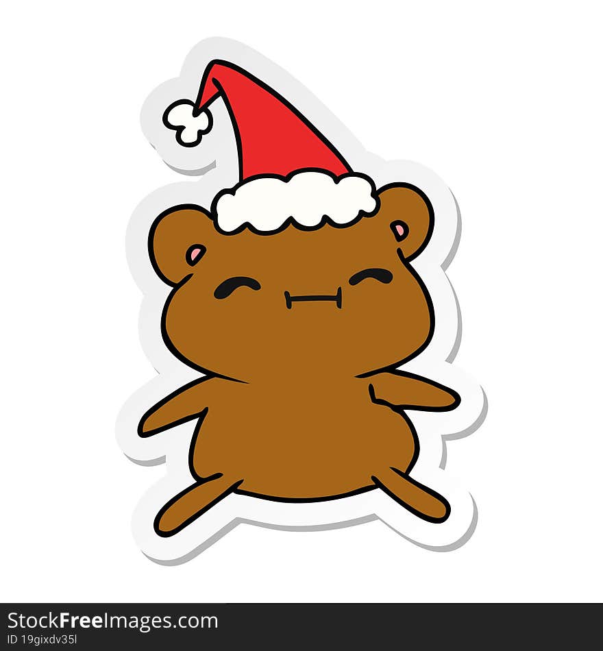 Christmas Sticker Cartoon Of Kawaii Bear